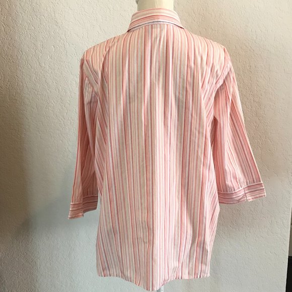 ALLISON DALEY Pink & Peach Striped Shirt - 16 - Picture 6 of 9